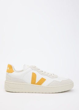 Veja Heren V-90 sneaker van leer met suède details in de kleur Wit, maat: 41