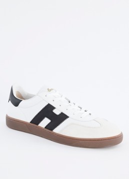 Hogan Heren Cool sneaker van leer met suède details in de kleur Gebroken wit, maat: 41