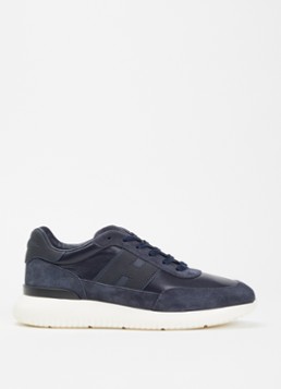 Hogan Heren H709 sneaker van leer met details van suède in de kleur Donkerblauw, maat: 45