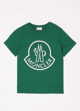 Moncler Jongens T-shirt met logoprint in de kleur Donkergroen, maat: 152