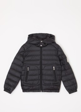 Moncler Jongens Lauros gewatteerde jas met donsvulling en afneembare capuchon in de kleur Zwart, maat: 152