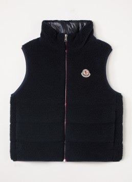 Moncler Jongens Orin bodywarmer van teddy in de kleur Donkerblauw, maat: 164