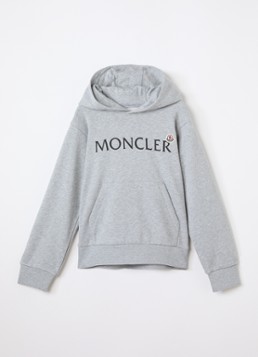 Moncler Jongens Hoodie met logoprint in de kleur Grijsmele, maat: 128