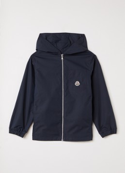 Moncler Jongens Windjack met capuchon en logo in de kleur Donkerblauw, maat: 10A=140