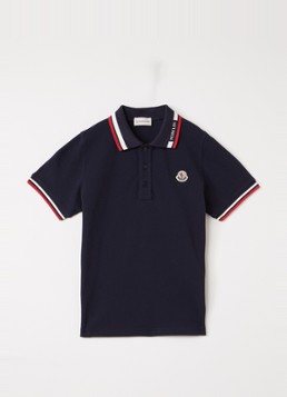 Moncler Jongens Polo met logoborduring in de kleur Donkerblauw, maat: 12A=152