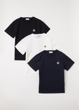 Moncler Jongens T-shirt in 3-pack in de kleur Donkerblauw, maat: 12A=152