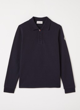 Moncler Jongens Polo met logoborduring in de kleur Donkerblauw, maat: 4A=104