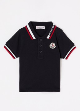 Moncler Jongens Polo van piqué katoen met logoborduring in de kleur Donkerblauw, maat: 92