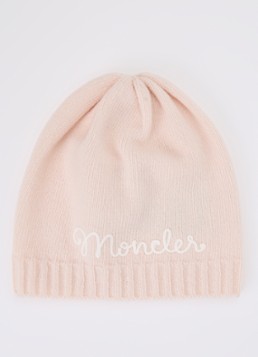 Moncler Meisjes Fijngebreide muts in kasjmierblend met logoborduring in de kleur Roze, maat: xxs