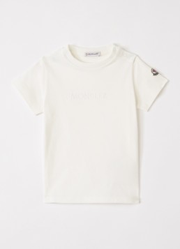 Moncler Meisjes T-shirt met logoborduring in de kleur Gebroken wit, maat: 2A=92