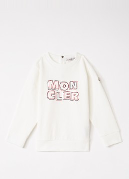 Moncler Jongens Sweater met logoprint in de kleur Gebroken wit, maat: 3A=98