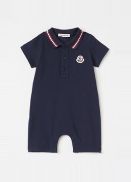 Moncler Jongens Romper met logoborduring in de kleur Donkerblauw, maat: 12/18M=80