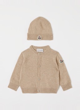 Moncler Meisjes Set van vest met muts in giftbox 3-delig in de kleur Beige, maat: 56