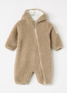Moncler Meisjes Babypak van teddy met capuchon in de kleur Donkerbeige, maat: 80