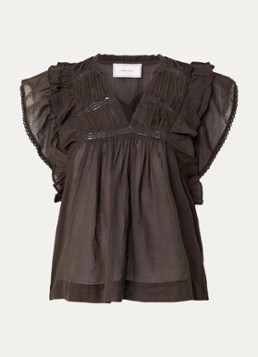 Neo Noir Dames Jayla semi-transparante tuniek met opengewerkte details in de kleur Donkerbruin, maat: 36