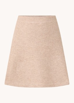 Neo Noir Dames Gisa fijngebreide minirok in wolblend in de kleur Beige, maat: 42