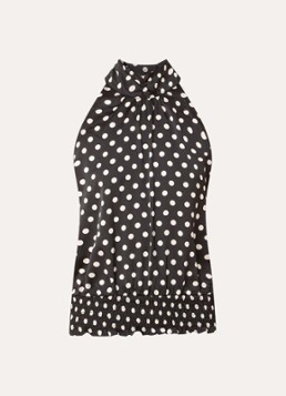 Neo Noir Dames Jos top met stippenprint en strikkraag in de kleur Zwart, maat: 34
