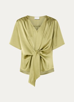 Neo Noir Dames Casadia tuniek van satijn met gestrikt detail in de kleur Mosgroen, maat: 40