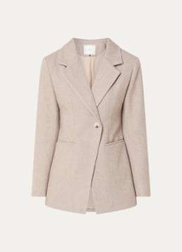 Neo Noir Dames Bowie blazer in wolblend met visgraatdessin en paspelzakken in de kleur Creme, maat: 36