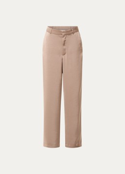 Neo Noir Dames Emmett high waist straight fit pantalon van satijn in de kleur Lichtbruin, maat: 36