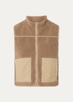 Neo Noir Dames Scout bodywarmer van imitatiebont met steekzakken in de kleur Zand, maat: 42