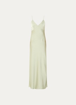 Neo Noir Dames Colly maxi jurk van satijn in de kleur Lindegroen, maat: 42