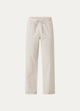 Neo Noir Dames Sonar mid waist loose fit broek met streepprint en steekzakken in de kleur Zand, maat: 34