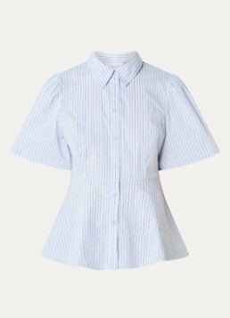 Neo Noir Dames Janelle blouse met streepprint in de kleur Lichtblauw, maat: 40
