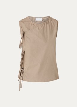 Neo Noir Dames Lasa wikkel top met strikdetail in de kleur Taupe, maat: 42