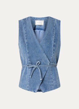 Neo Noir Dames Samara gilet met striksluiting in de kleur Blauw, maat: 40