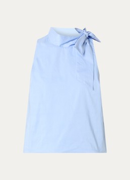 Neo Noir Dames Veda mouwloze top met sjaalkraag in de kleur Lichtblauw, maat: 40