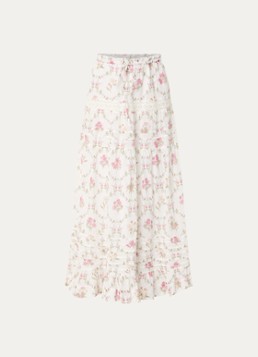 Neo Noir Dames Fippo maxi rok met bloemenprint en details van kant in de kleur Wit, maat: 36