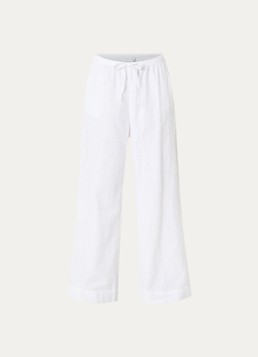 Neo Noir Dames Heifa high waist wide fit pantalon met borduring in de kleur Wit, maat: 40