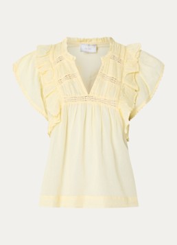Neo Noir Dames Jayla semi-transparante top in de kleur Lichtgeel, maat: 42