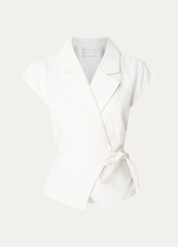 Neo Noir Dames Salima gilet met strikceintuur in de kleur Gebroken wit, maat: 36