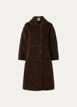 Neo Noir Dames Senta mantel van imitatiebont met steekzakken in de kleur Donkerbruin, maat: 42