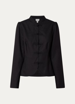Neo Noir Dames Blazer in linnenblend met pofmouw in de kleur Zwart, maat: 34