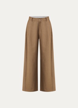 Neo Noir Dames Essial high waist wide fit broek met streepprint in de kleur Lichtbruin, maat: 34
