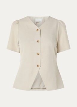 Neo Noir Dames Jules blouse met ronde hals in de kleur Gebroken wit, maat: 34