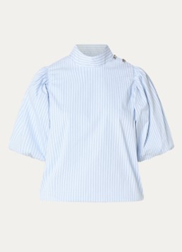 Neo Noir Dames Parisa tuniek met streepprint en pofmouw in de kleur Lichtblauw, maat: 40