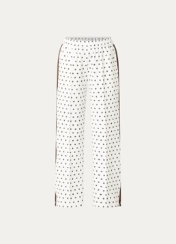 Neo Noir Dames Meggie high waist straight fit trackpants met stippenprint in de kleur Gebroken wit, maat: 38