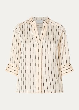Neo Noir Dames Camile blouse van satijn met print in de kleur Gebroken wit, maat: 42