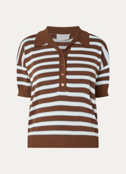 Neo Noir Dames Emira polo met streepprint in de kleur Cognac, maat: 40