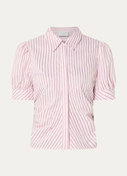 Neo Noir Dames Frannie blouse met streepprint en ballonmouw in de kleur Lichtroze, maat: 34