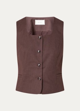 Neo Noir Dames Yula gilet in linnenblend in de kleur Donkerbruin, maat: 42