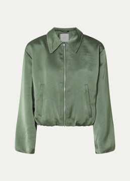 Neo Noir Dames Denielle cropped bomberjack van satijn met steekzakken in de kleur Donkergroen, maat: 34