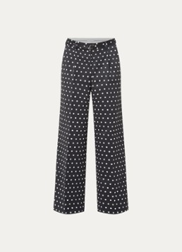Neo Noir Dames Malba high waist wide fit broek met ceintuur en stippenprint in de kleur Zwart, maat: 40