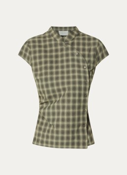 Neo Noir Dames Pascale blouse met ruitdessin in de kleur Legergroen, maat: 36