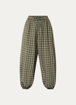 Neo Noir Dames Roxane high waist tapered fit broek met ruitdessin in de kleur Legergroen, maat: 38