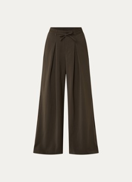 Neo Noir Dames Eddina high waist wide fit pantalon met strikceintuur in de kleur Donkerbruin, maat: 42